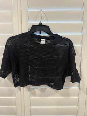 Champion Black Mesh Cropped Tee - Women's